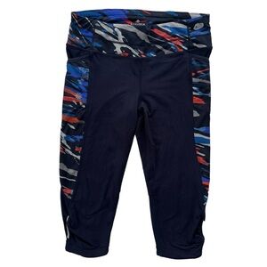 Athleta Women’s S Navy Blue Spliced Fire Be Free Knicker Capri Mid-Rise Leggings